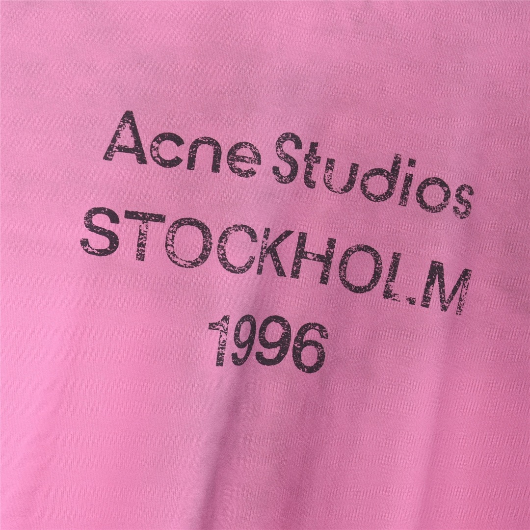 Acne Studios 复古泥染做旧1996字母水洗破洞短袖T恤