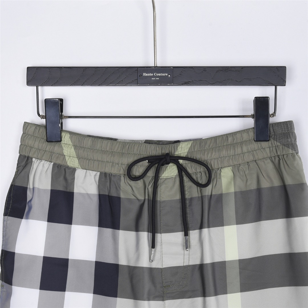 Burberry/巴宝莉 格纹抽绳网眼内衬沙滩短裤