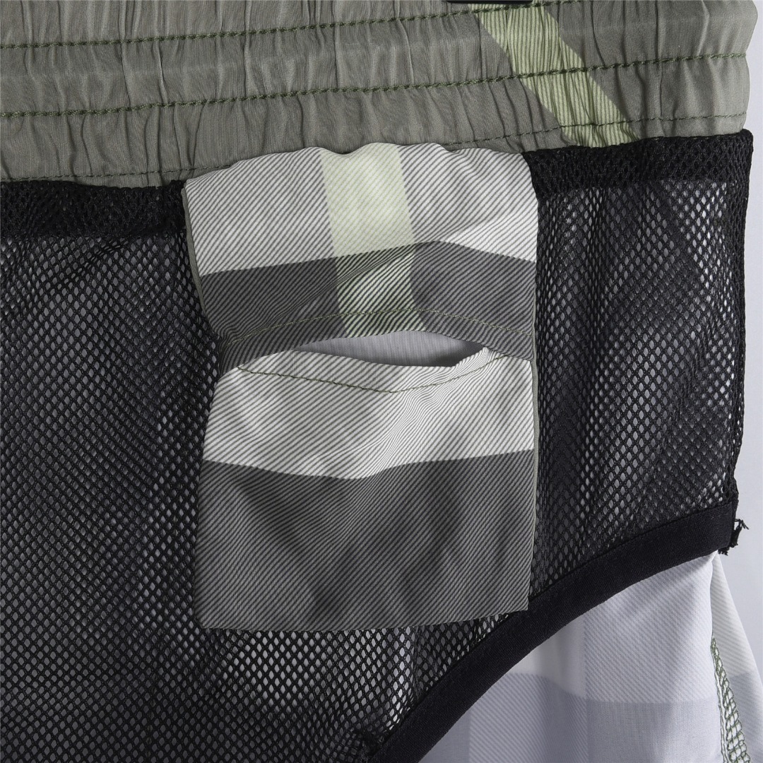 Burberry/巴宝莉 格纹抽绳网眼内衬沙滩短裤