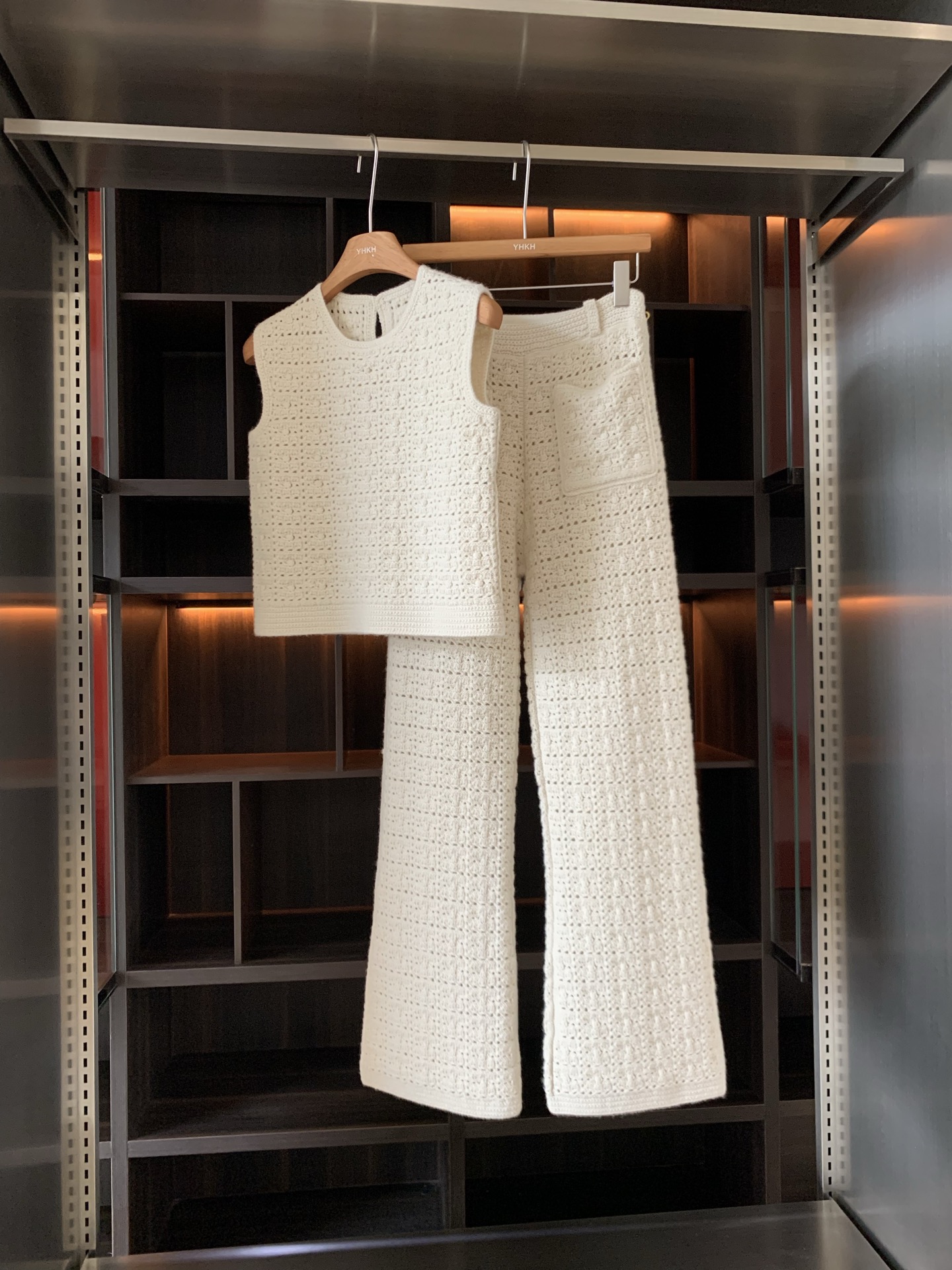 Hand-Crocheted Women's Three-Piece Set in Beige, Soft Cashmere Blend, S-M-L Sizes 4 i1746345301166 34 0 1