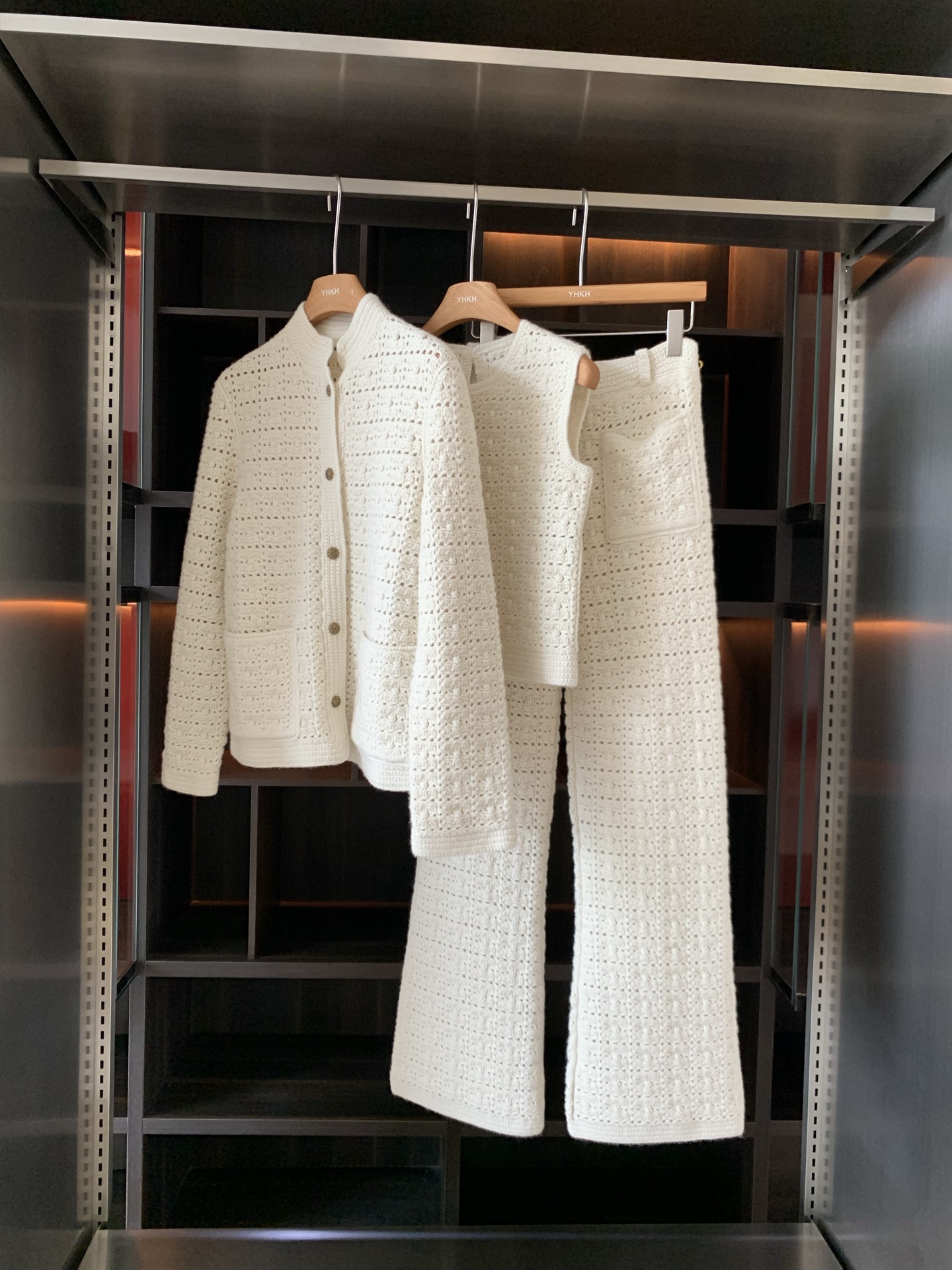 Hand-Crocheted Women's Three-Piece Set in Beige, Soft Cashmere Blend, S-M-L Sizes 2 i1746345304318 1708 0 0