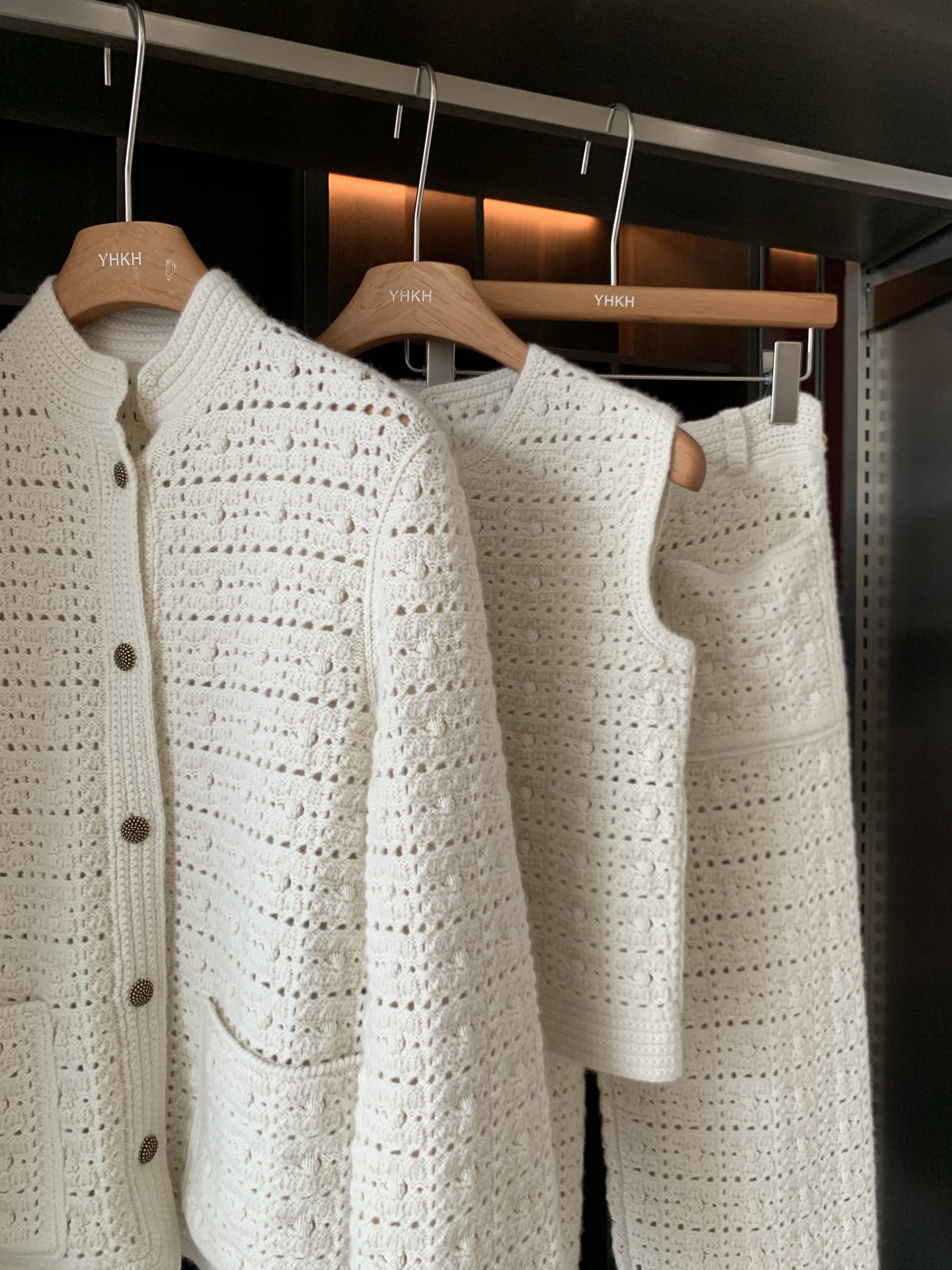 Hand-Crocheted Women's Three-Piece Set in Beige, Soft Cashmere Blend, S-M-L Sizes 3 i1746345484070 4419 0 1
