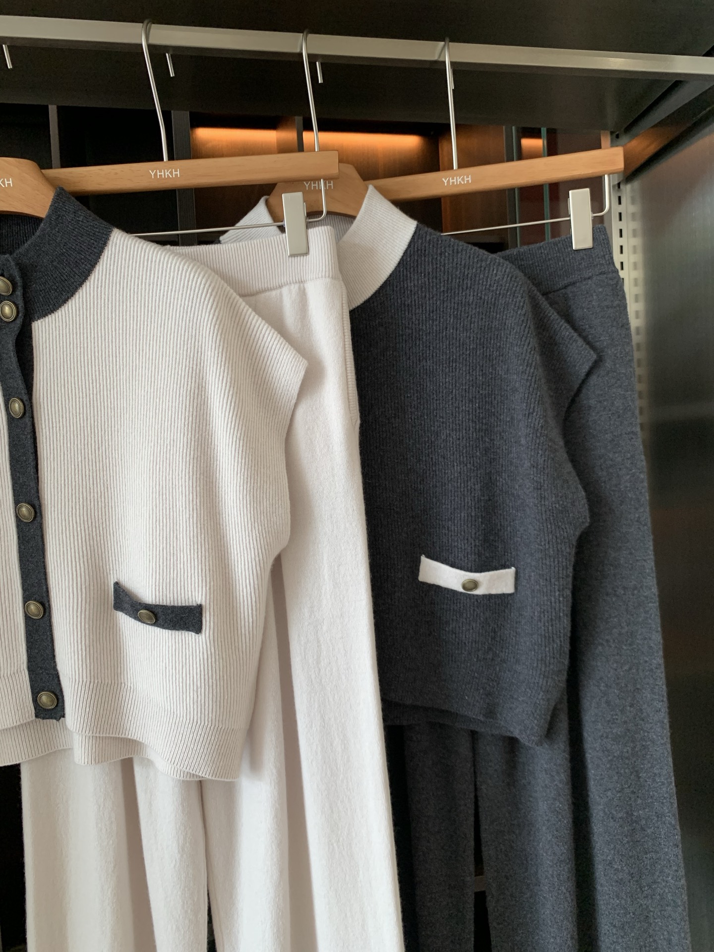 Wool Cashmere Blend Knit Cardigan Vest Set - Beige, Dark Gray, Sizes S-L 4 i1752656790493 6498 0 3