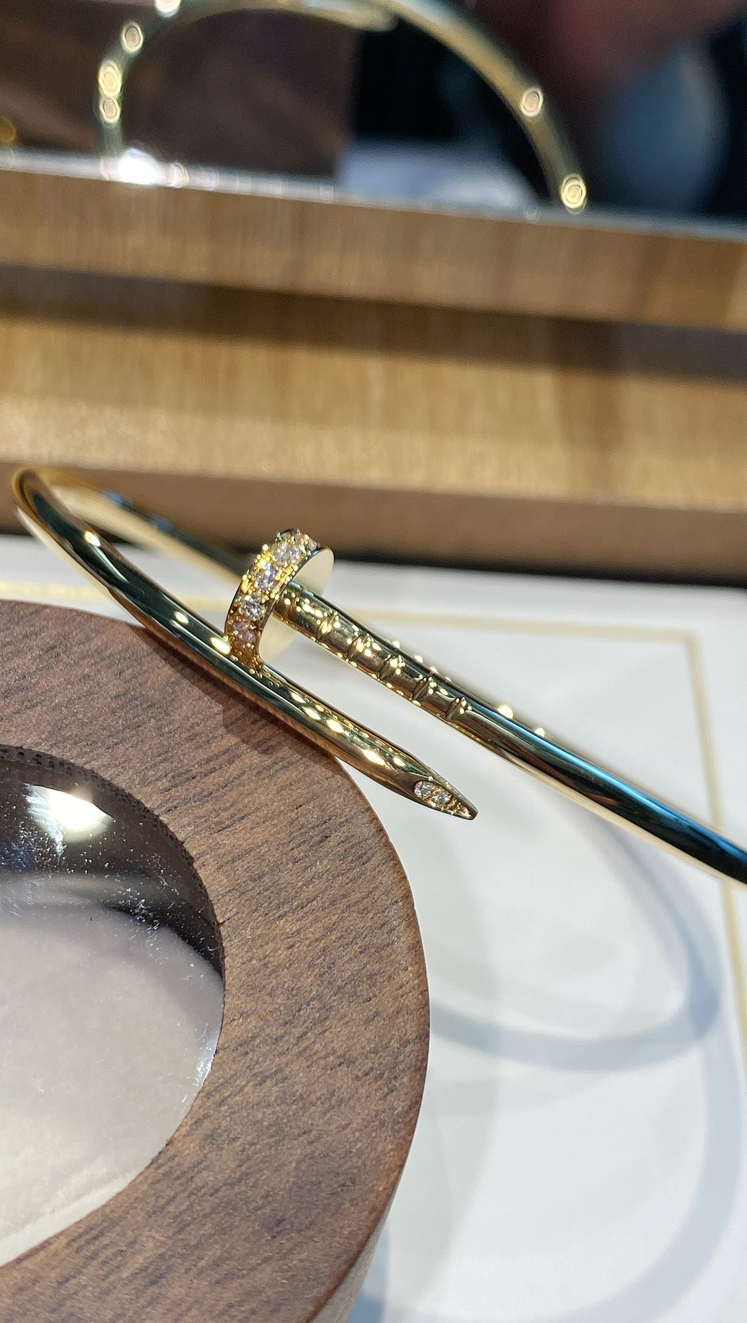 Slim Nail Bangle with Pavé Head and Tip Accents - Comprehensive 2