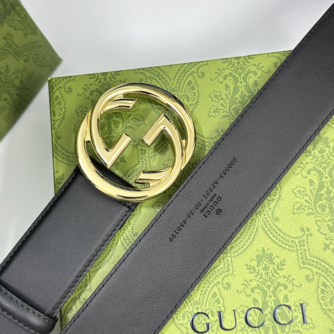 Gucci7741530YA0X优质柔软细腻小牛皮面料内衬进口专用底料宽度4.0cm新版圆润互扣式双G搭