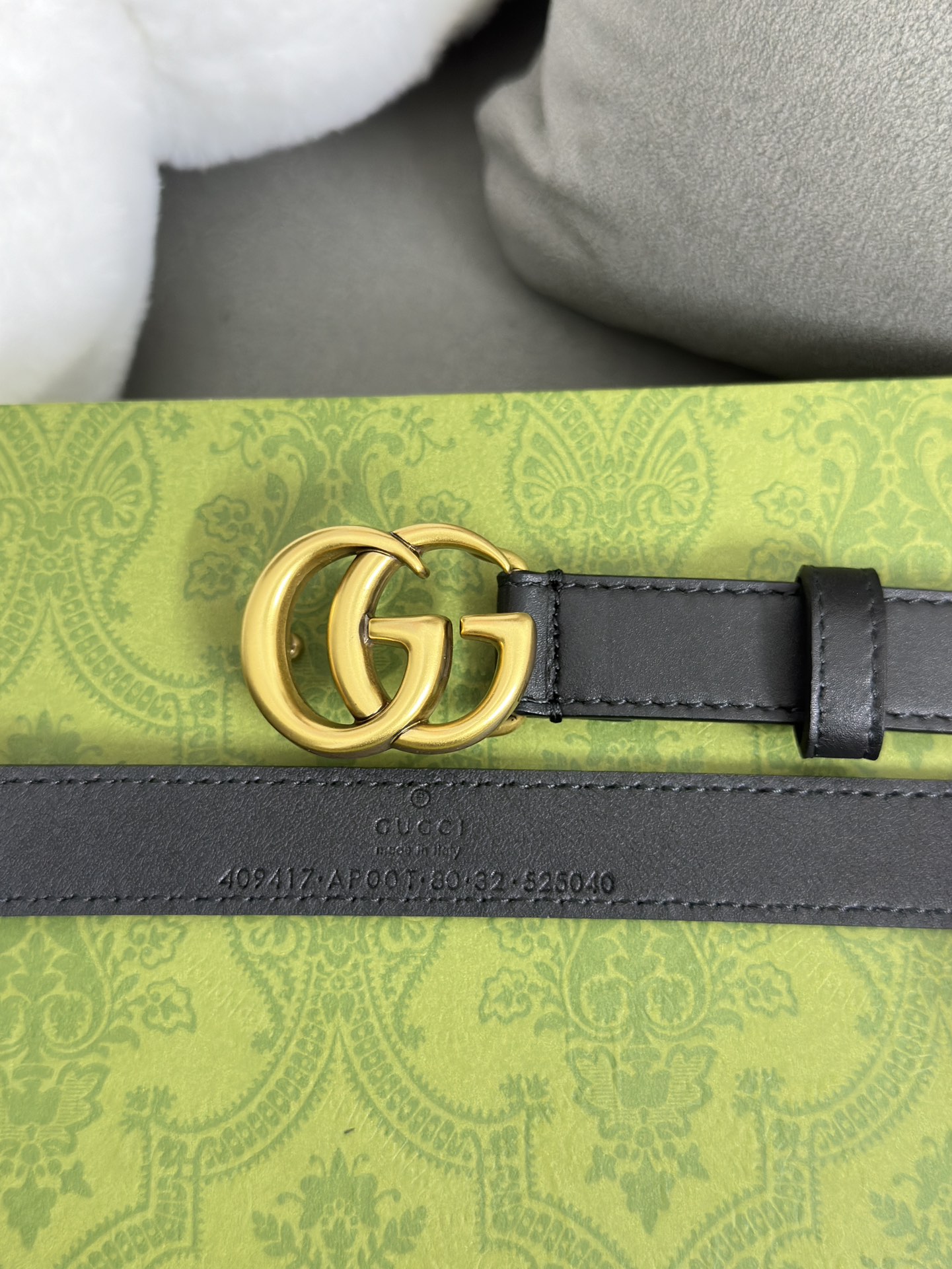 Gucci 古奇 细纹小牛皮，内衬进口专用底 宽2.0cm GG扣
