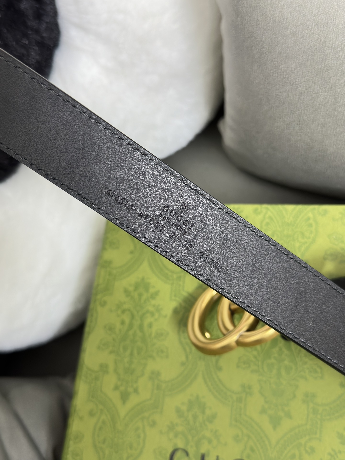 Gucci 古奇 细纹小牛皮，内衬进口专用底 宽3.0cm GG扣
