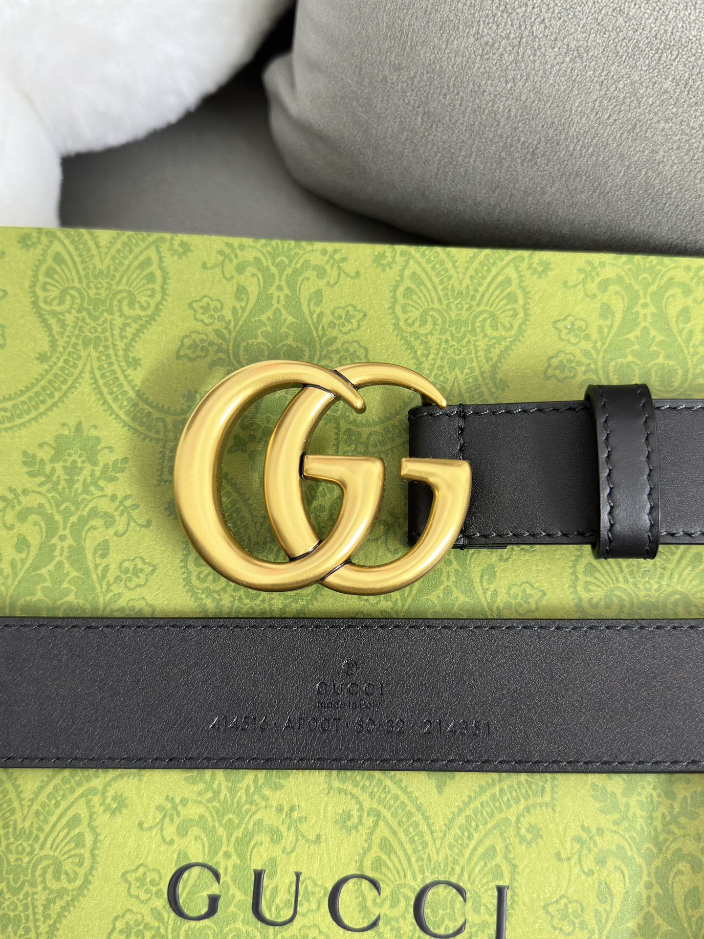 Gucci 古奇 细纹小牛皮，内衬进口专用底 宽3.0cm GG扣