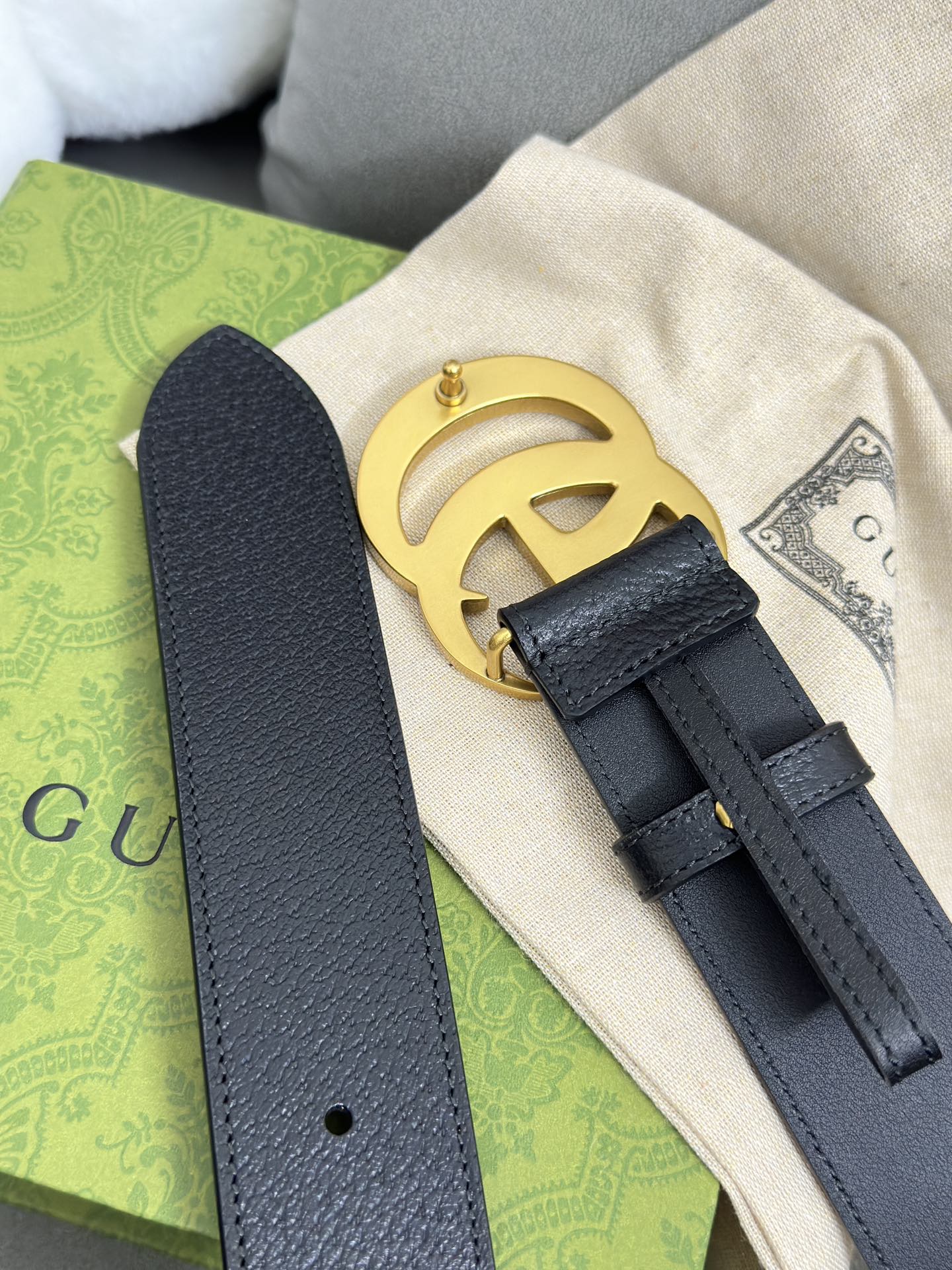 Gucci 古奇 进口牛皮三爪扎纹猪皮纹 宽度4.0cm GG扣