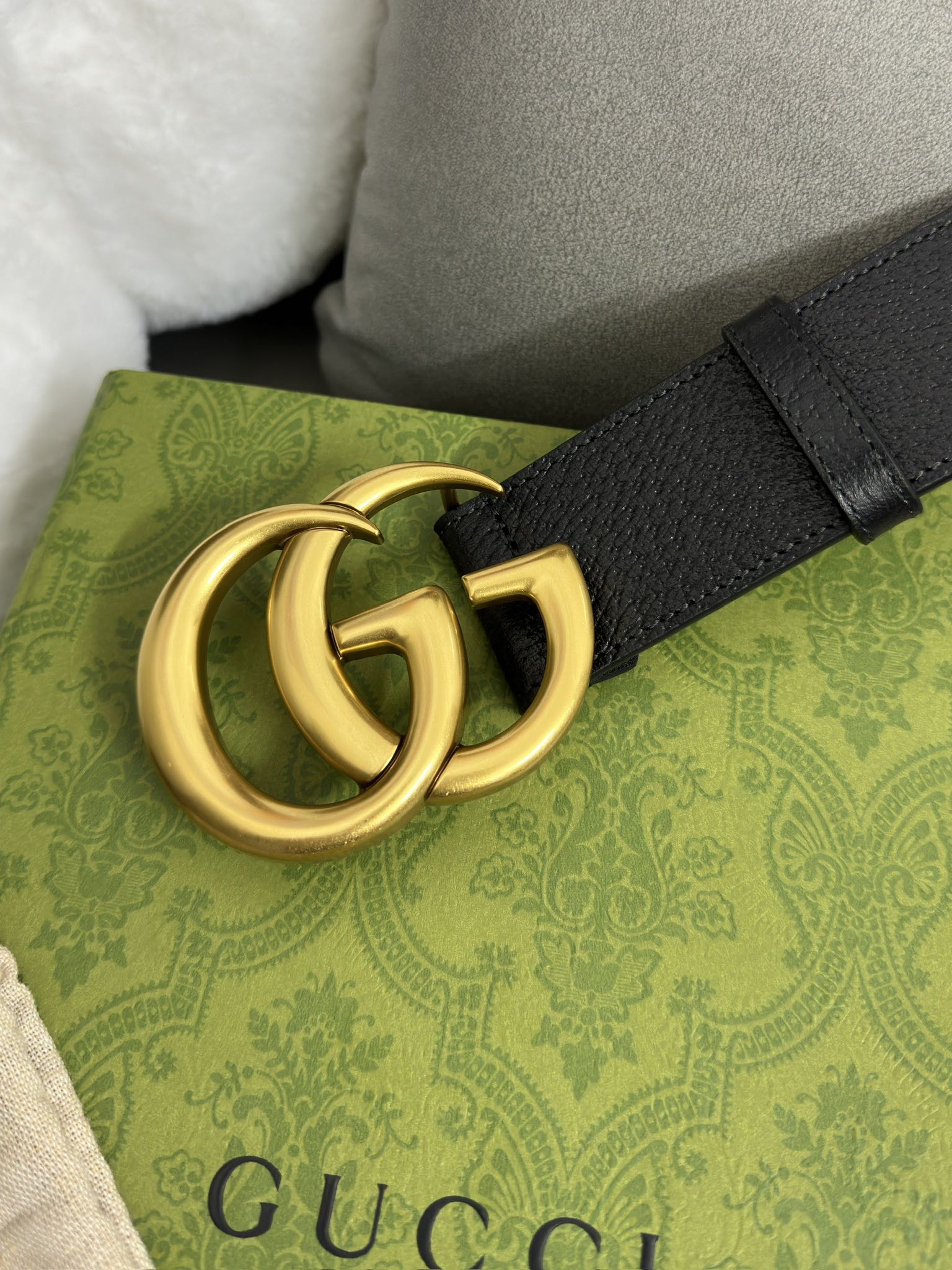Gucci 古奇 进口牛皮三爪扎纹猪皮纹 宽度4.0cm GG扣