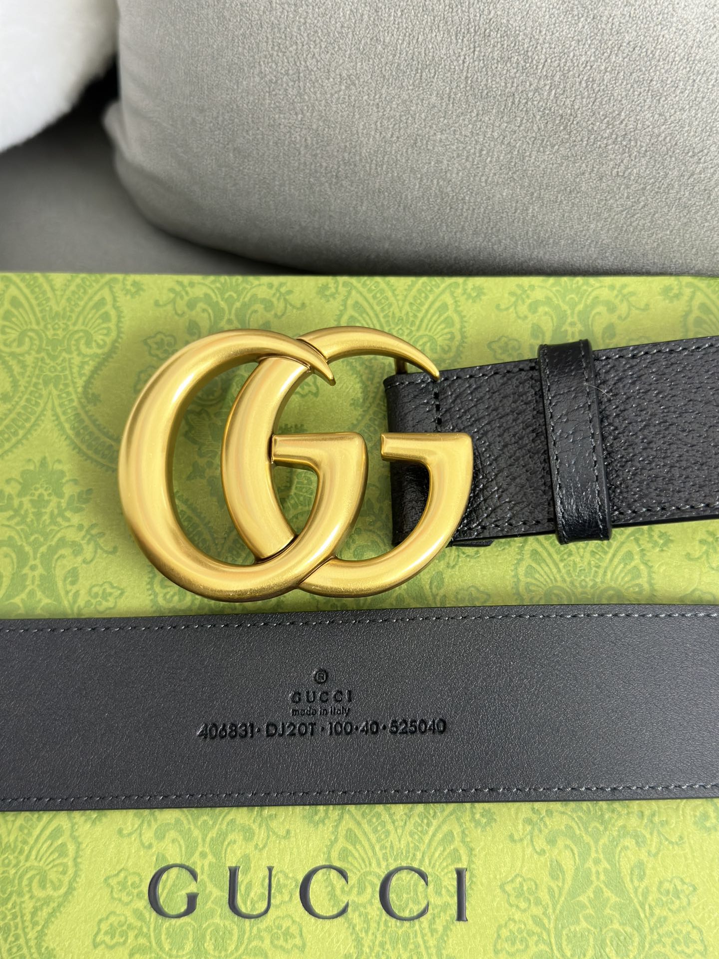 Gucci 古奇 进口牛皮三爪扎纹猪皮纹 宽度4.0cm GG扣