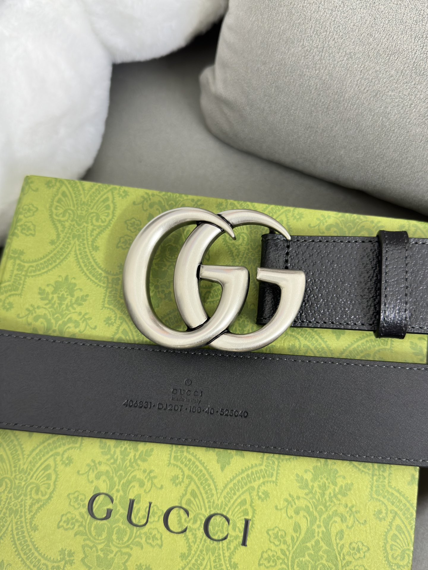Gucci 古奇 进口牛皮三爪扎纹猪皮纹 宽度4.0cm GG扣