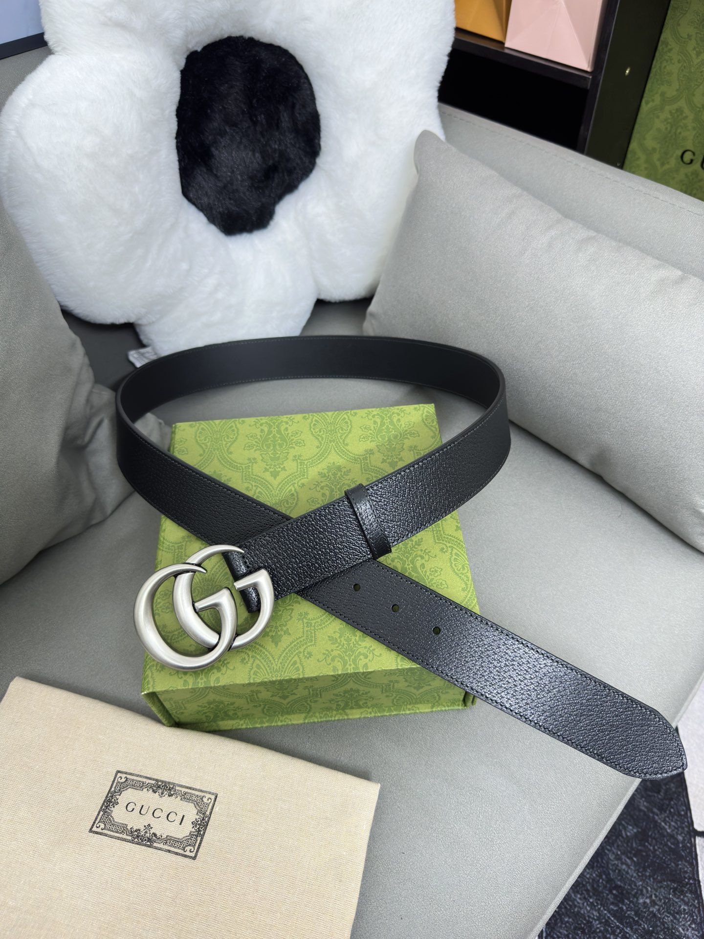 Gucci 古奇 进口牛皮三爪扎纹猪皮纹 宽度4.0cm GG扣