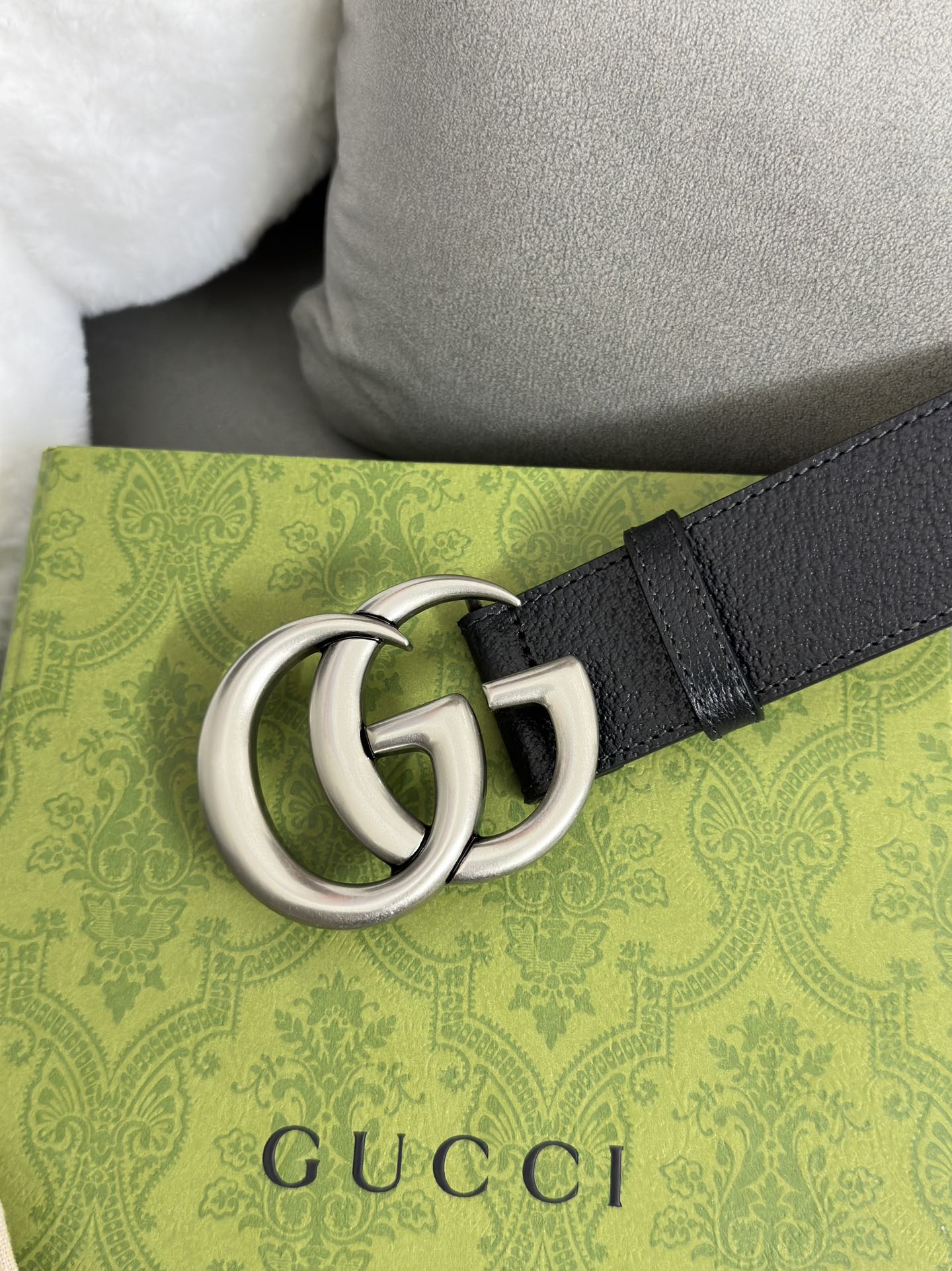 Gucci 古奇 进口牛皮三爪扎纹猪皮纹 宽度4.0cm GG扣
