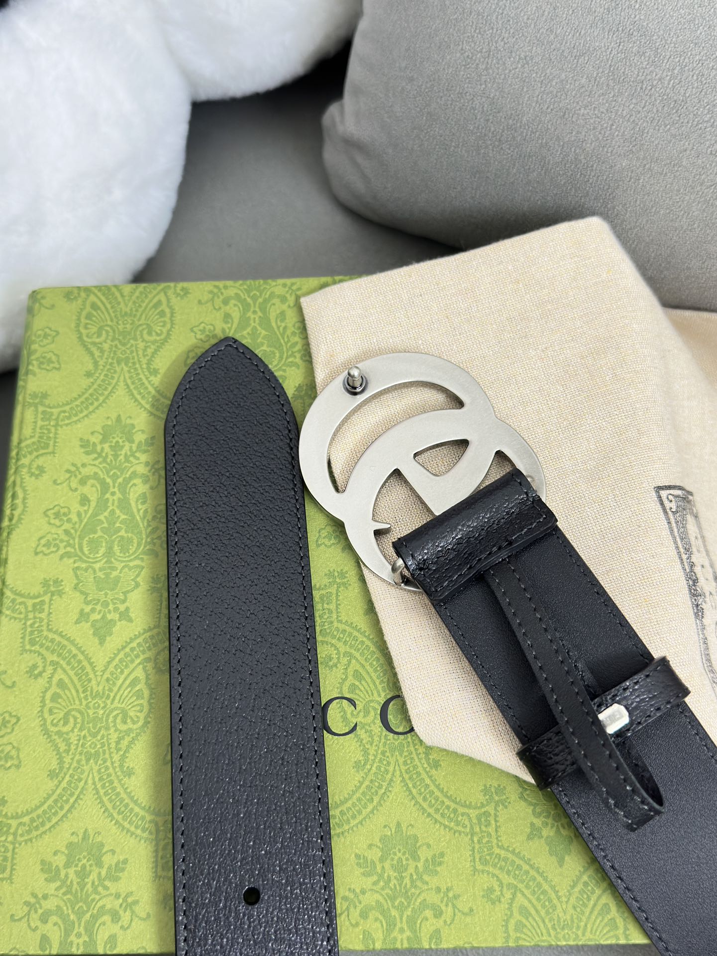 Gucci 古奇 进口牛皮三爪扎纹猪皮纹 宽度4.0cm GG扣