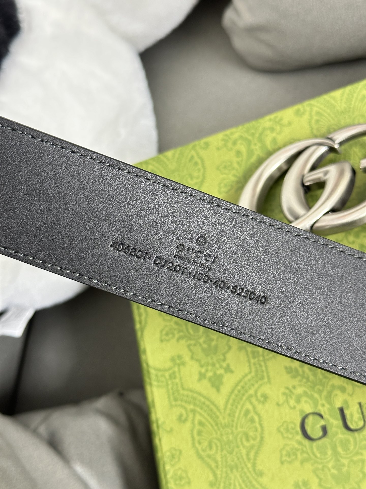 Gucci 古奇 进口牛皮三爪扎纹猪皮纹 宽度4.0cm GG扣