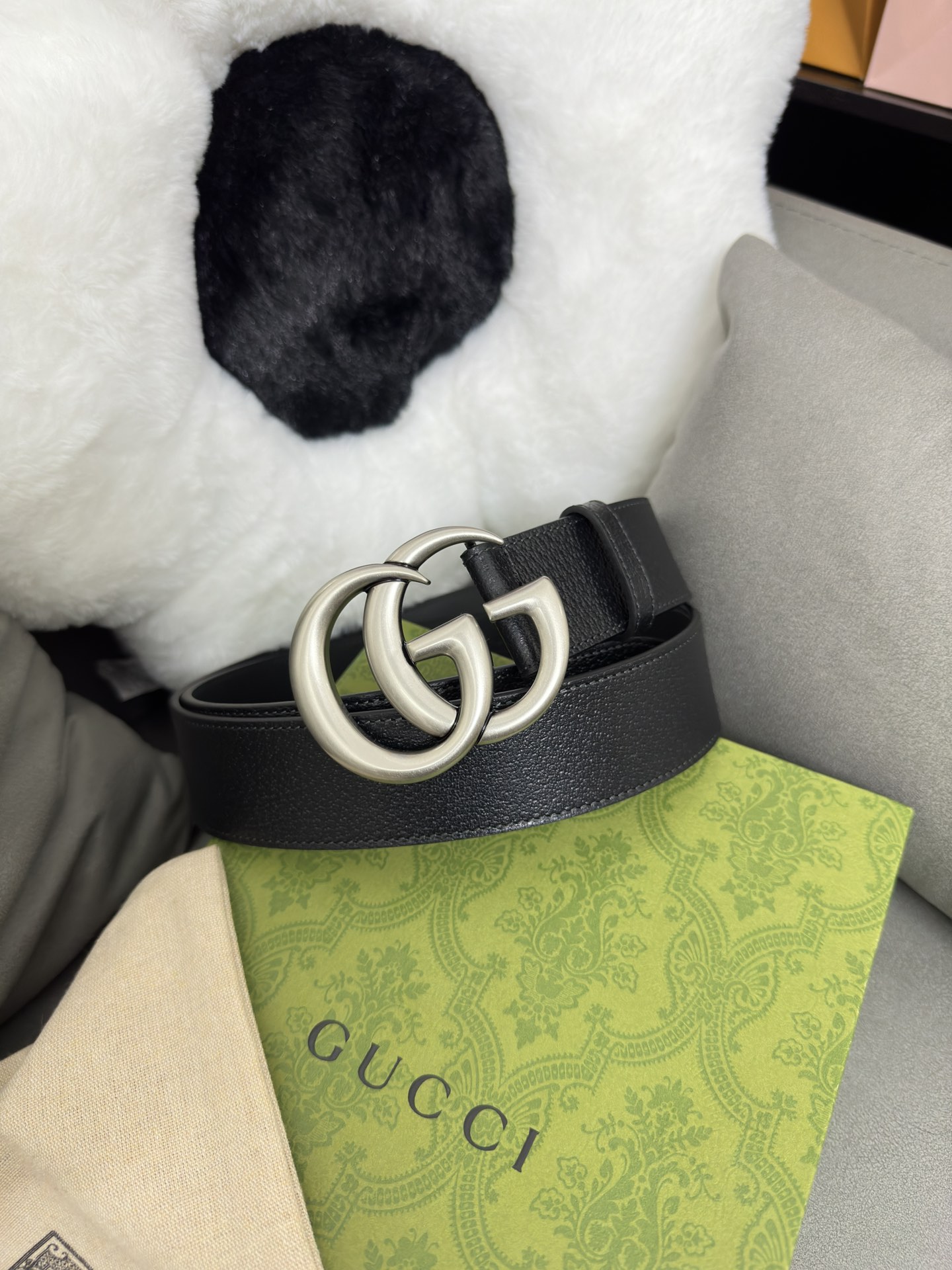 Gucci 古奇 进口牛皮三爪扎纹猪皮纹 宽度4.0cm GG扣