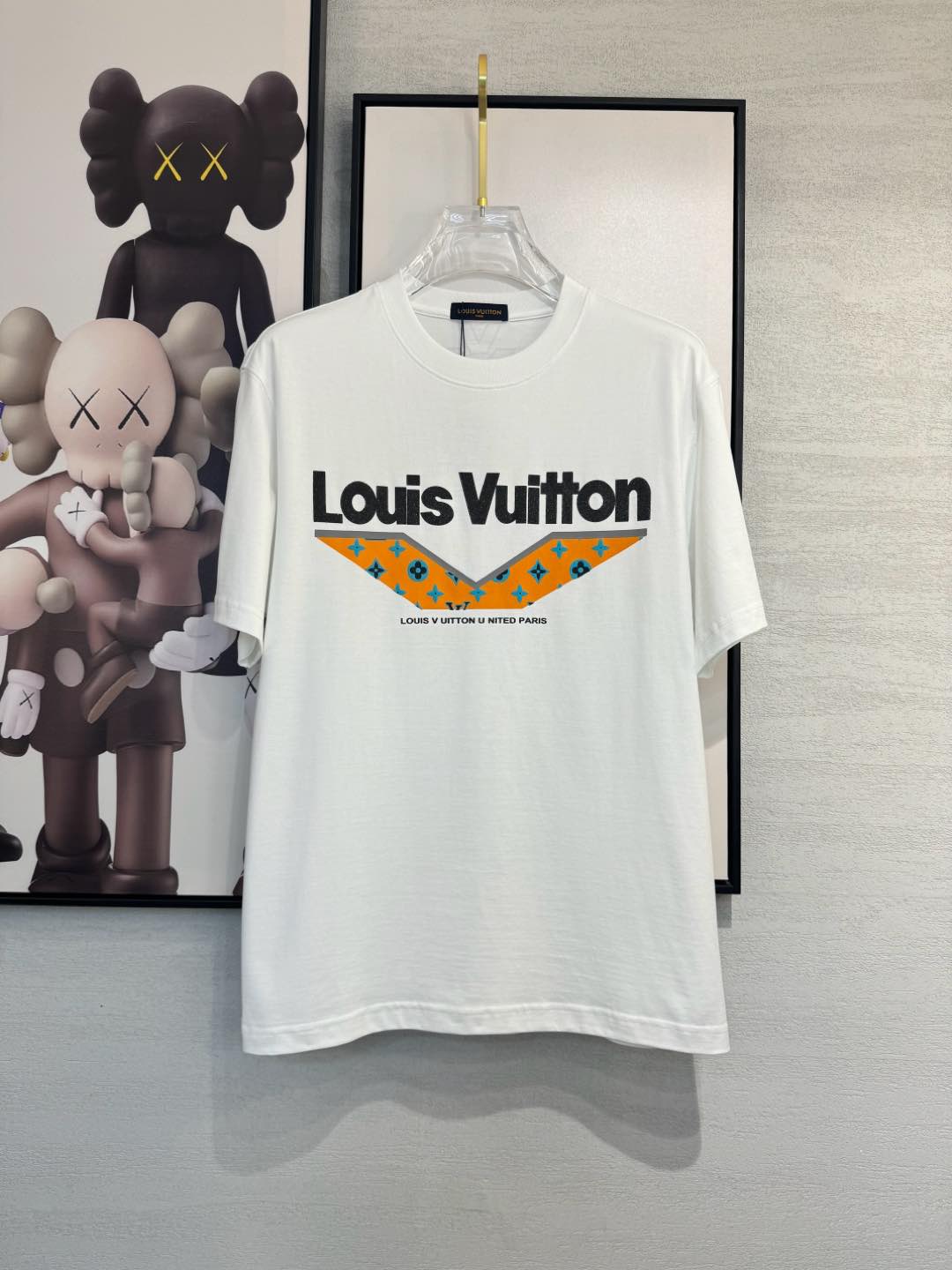 Louis Vuitton Clothing T-Shirt Black White Cotton Spring/Summer Collection Fashion Short Sleeve