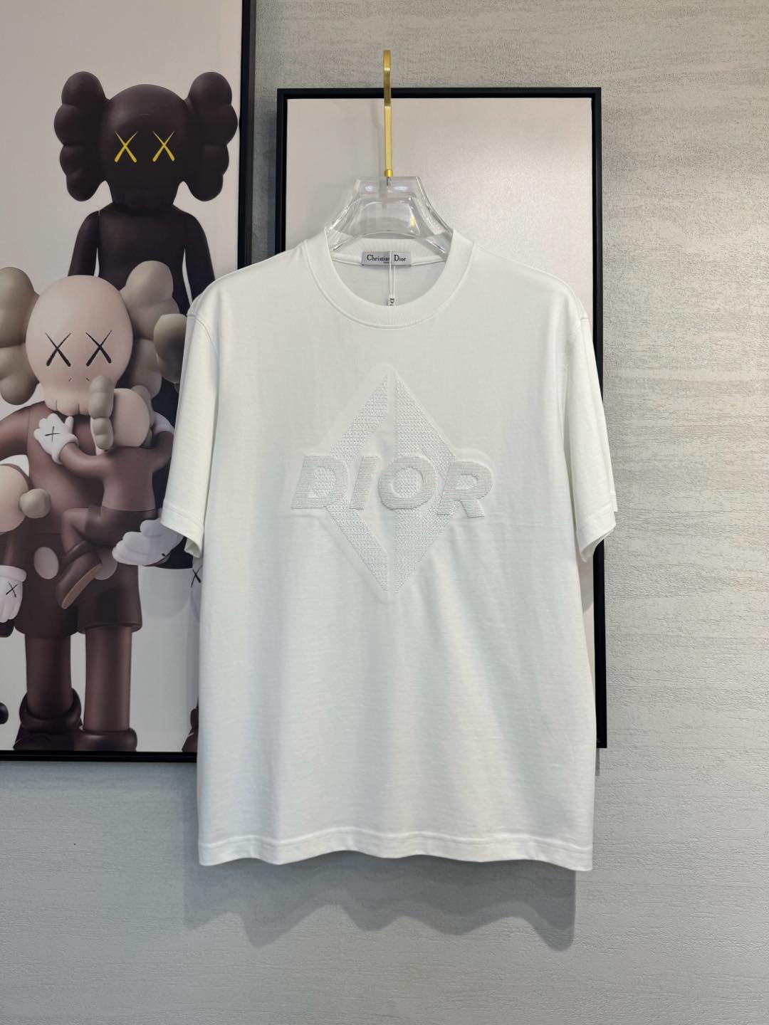 Dior Clothing T-Shirt Black White Cotton Spring/Summer Collection Fashion Short Sleeve