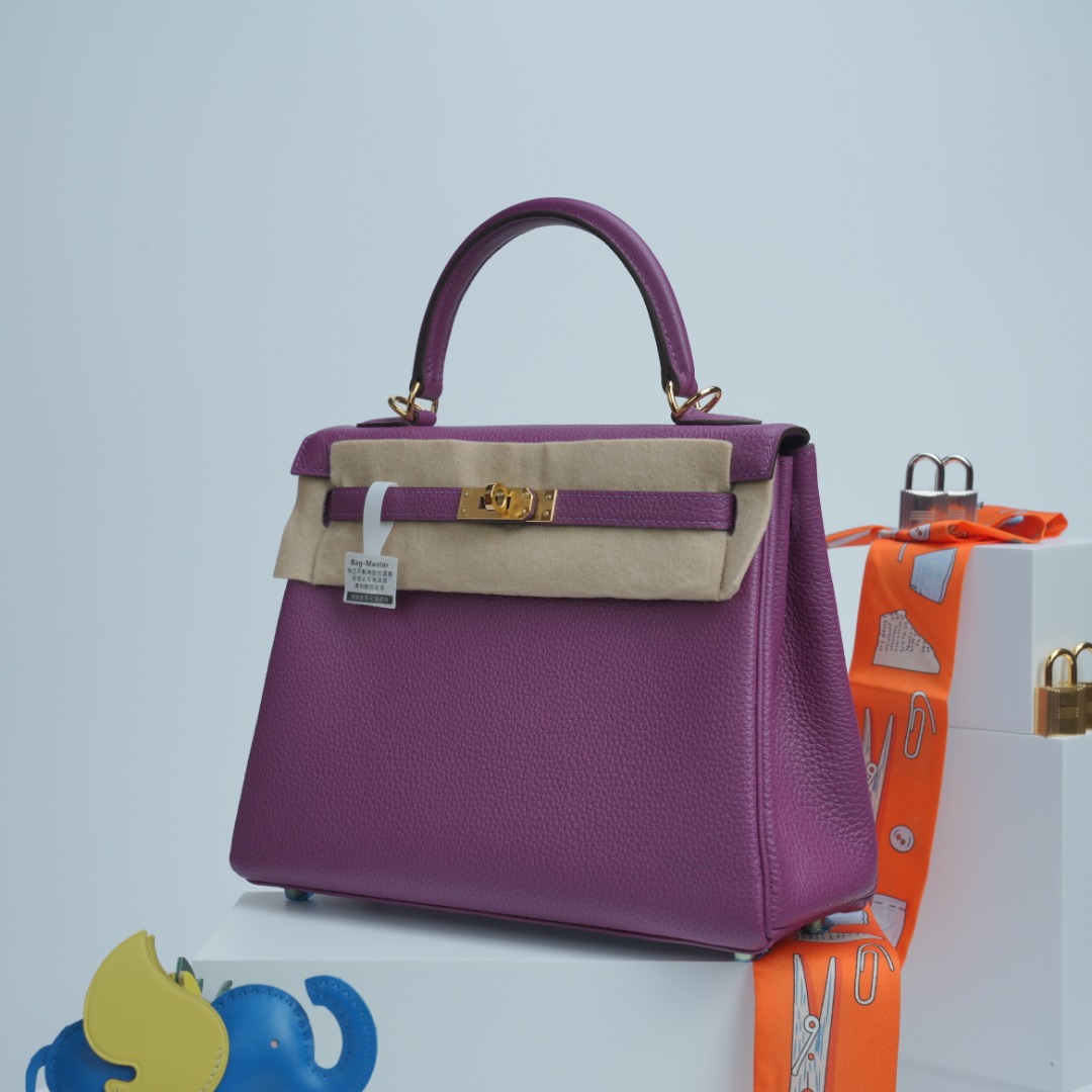 Hermes Kelly Purple Togo leather shoulder everyday