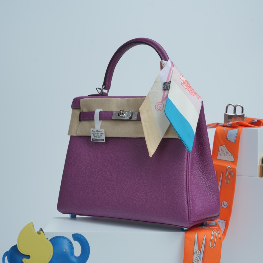 Hermes Kelly Purple and Beige shoulder everyday