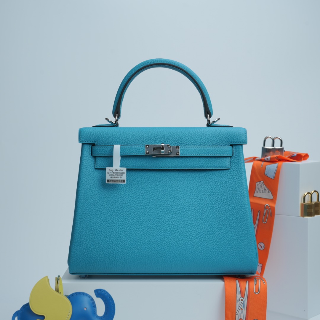 Hermes Kelly Blue Togo leather handbag everyday