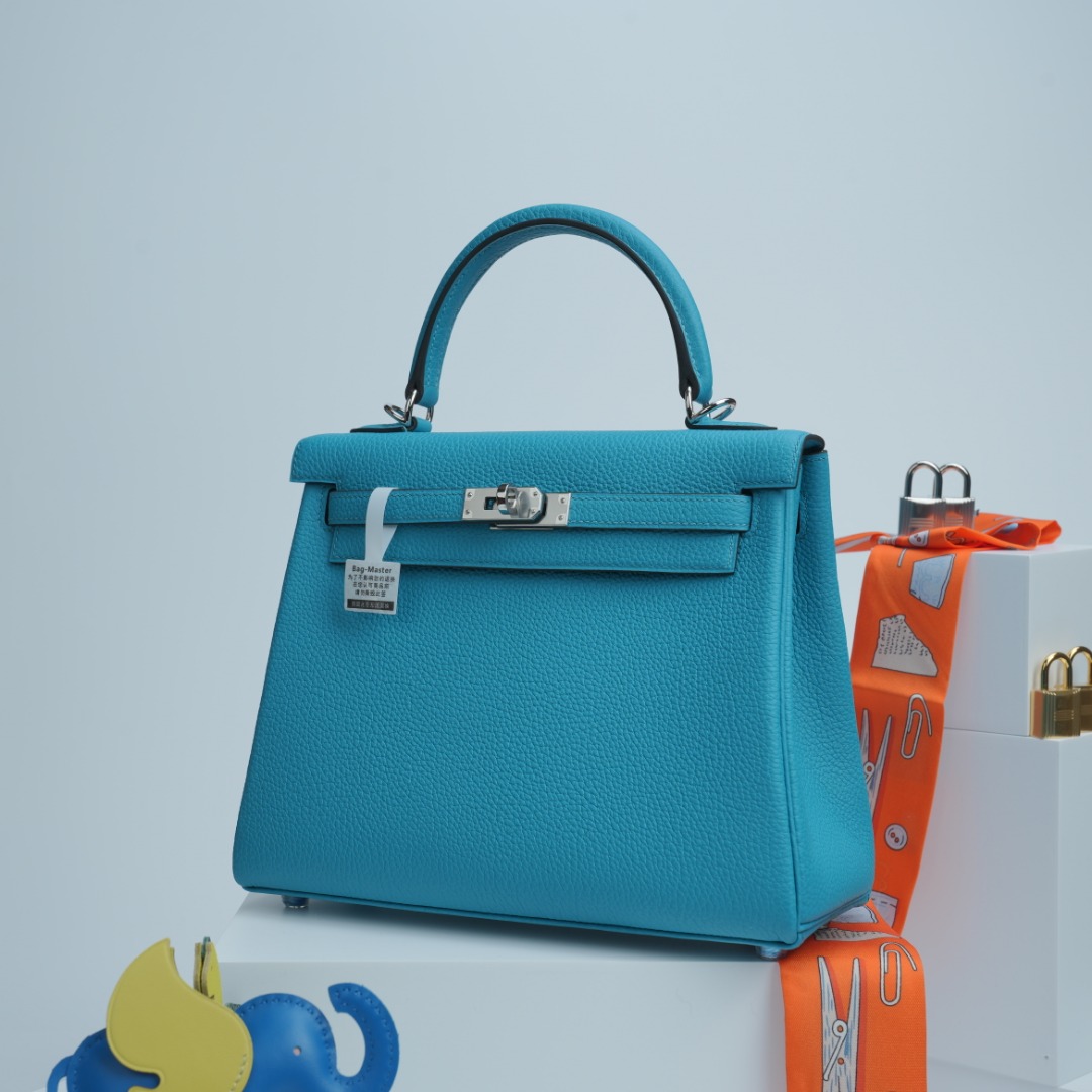 Hermes Kelly Blue Togo leather handbag everyday