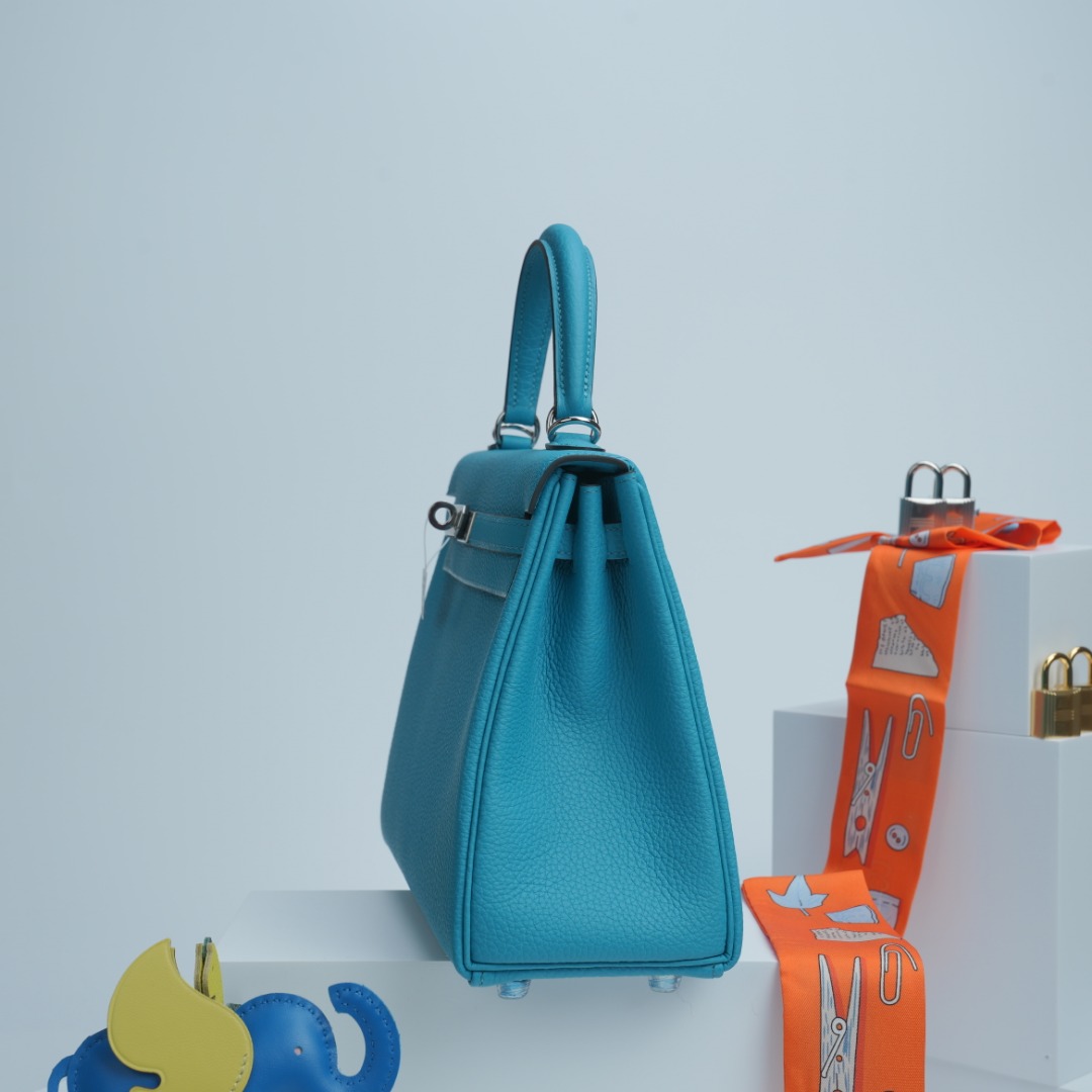 Hermes Kelly Blue Togo leather handbag everyday