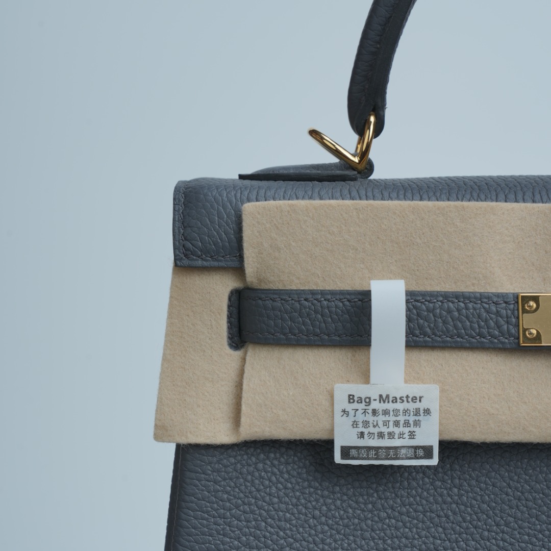 Hermes Kelly Blue-grey Togo leather handbag everyday