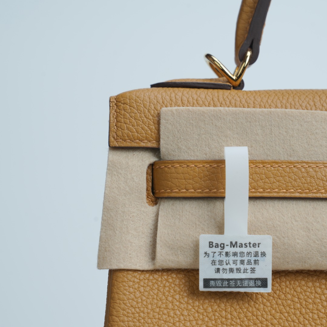 Hermes Kelly Gold Brown Togo leather shoulder everyday