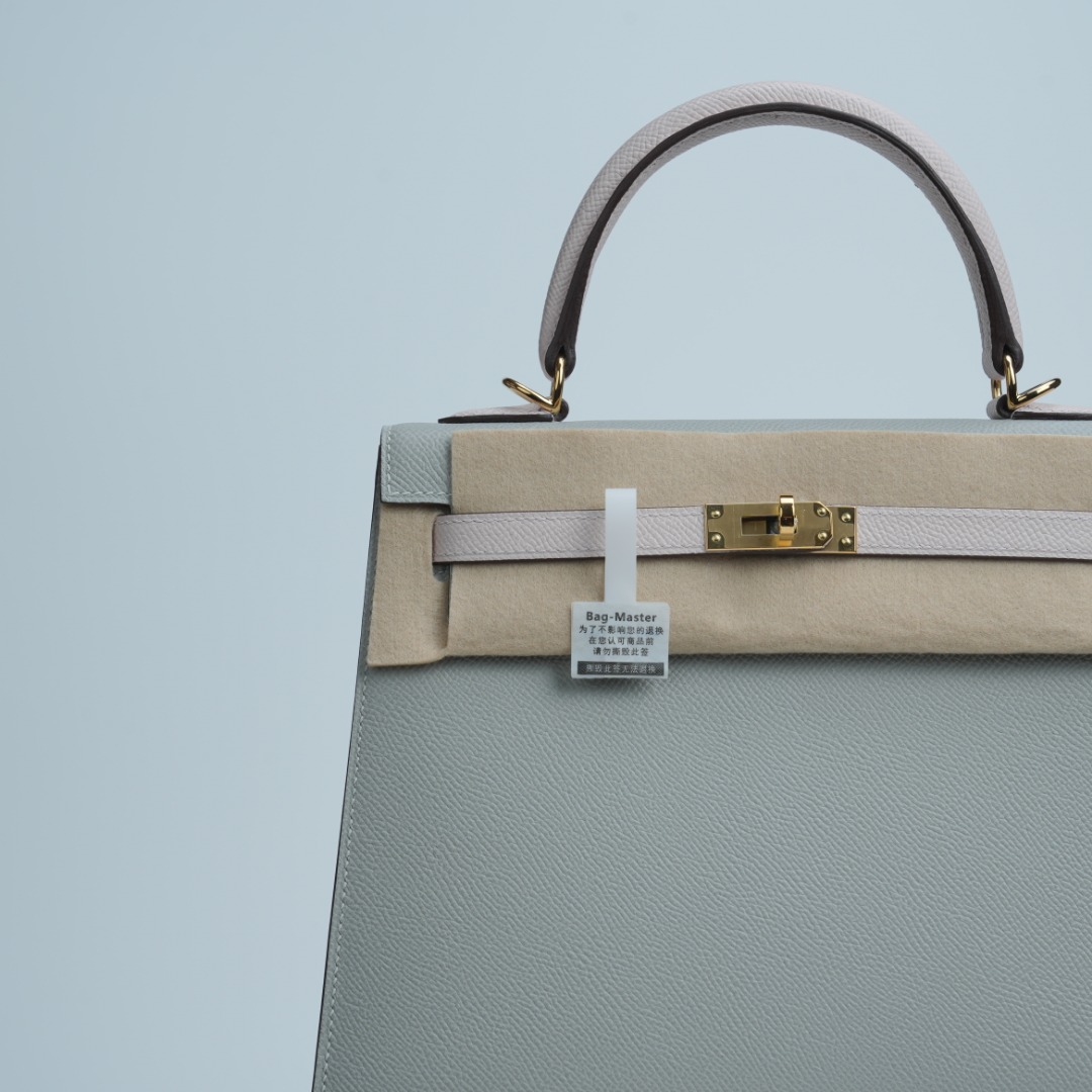 Hermes Kelly Grey and Beige Epsom shoulder everyday