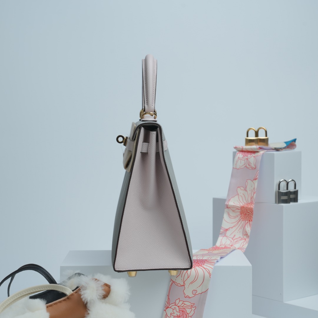 Hermes Kelly Grey and Beige Epsom shoulder everyday