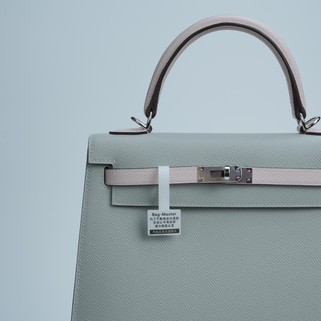 Hermes Kelly Light grey and pale pink Epsom shoulder everyday