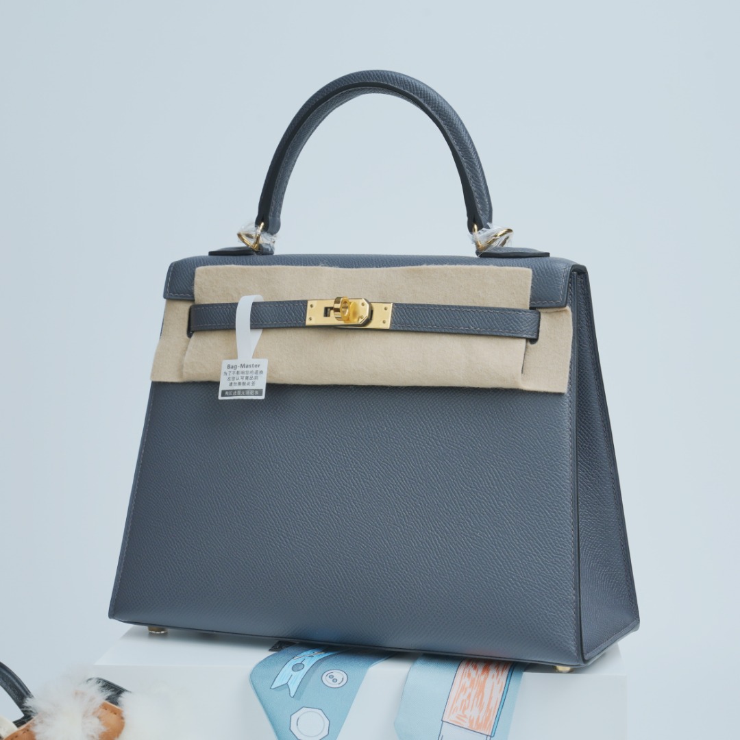 Hermes Kelly Blue-grey Epsom shoulder everyday