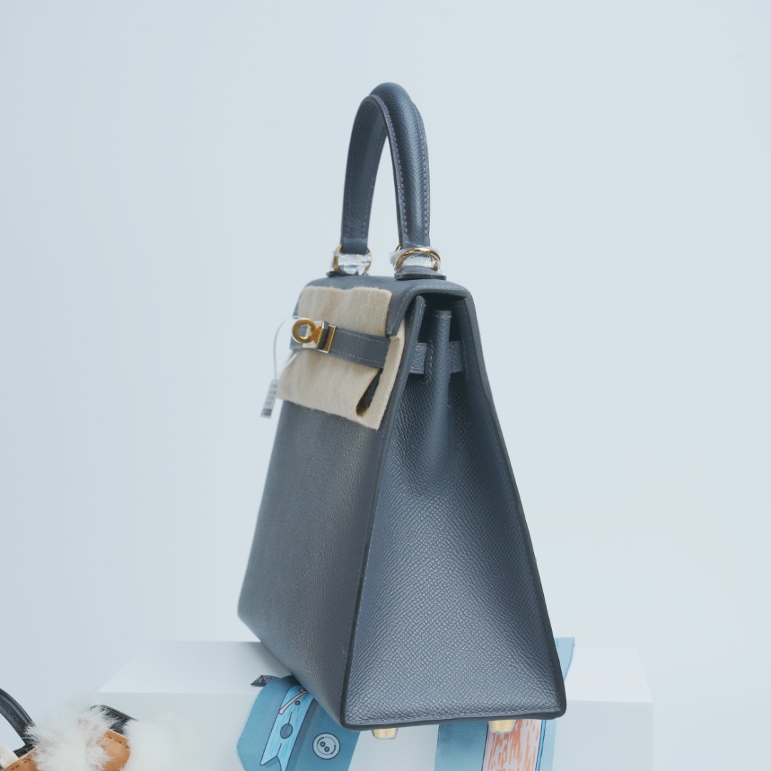 Hermes Kelly Blue-grey Epsom shoulder everyday