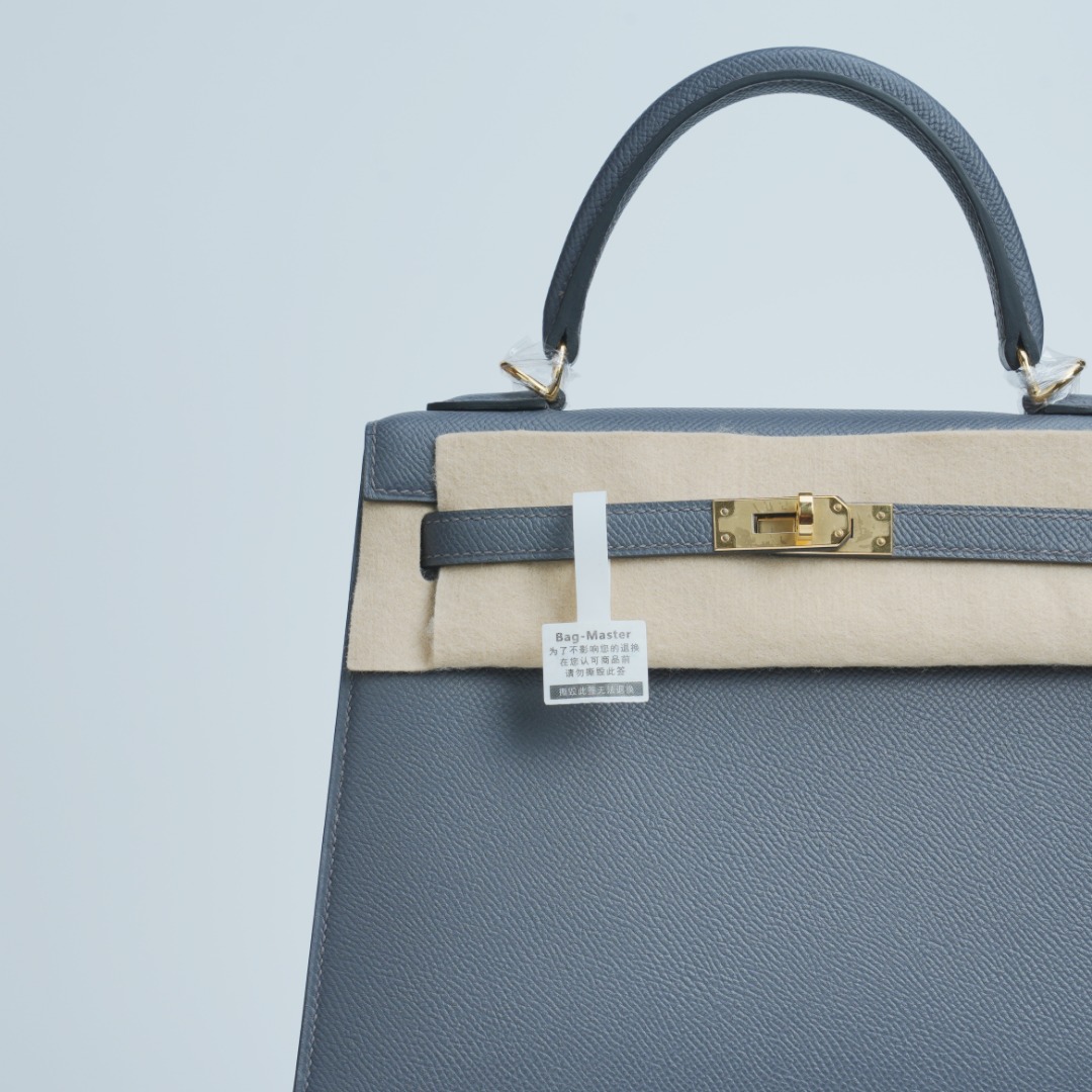 Hermes Kelly Blue-grey Epsom shoulder everyday