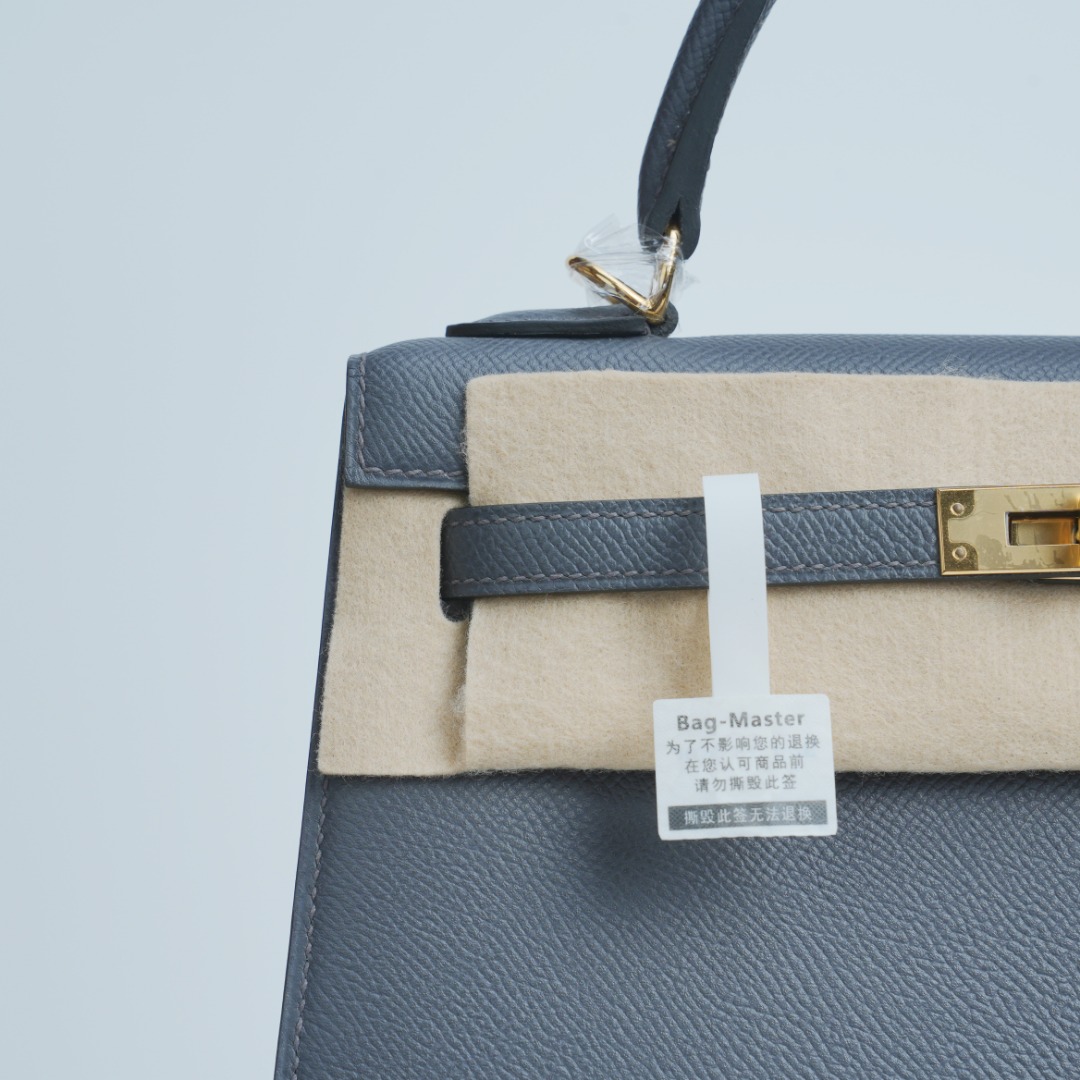 Hermes Kelly Blue-grey Epsom shoulder everyday