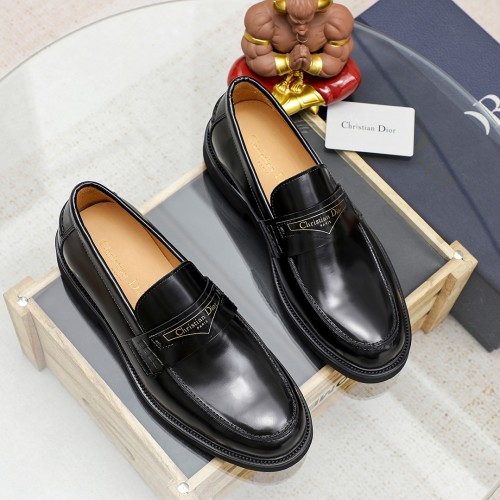 Dior Men's Black Leather Loafers Casual Shoes, Size 39-44