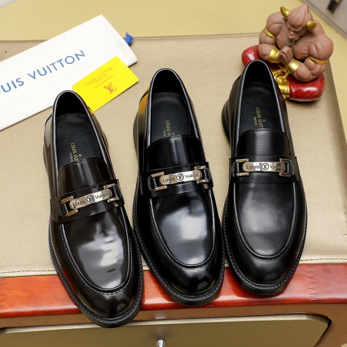 Louis Vuitton Men's Black Leather Loafers with Iconic Logo Detail, Sizes 39-44 1 Louis Vuitton Men's Black Leather Loafers - Stylish & Comfortable