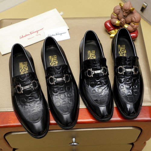 Salvatore Ferragamo Men's Leather Loafers - Italian Craftsmanship 1 Salvatore Ferragamo Men's Black Leather Loafers, Business Dress Shoes