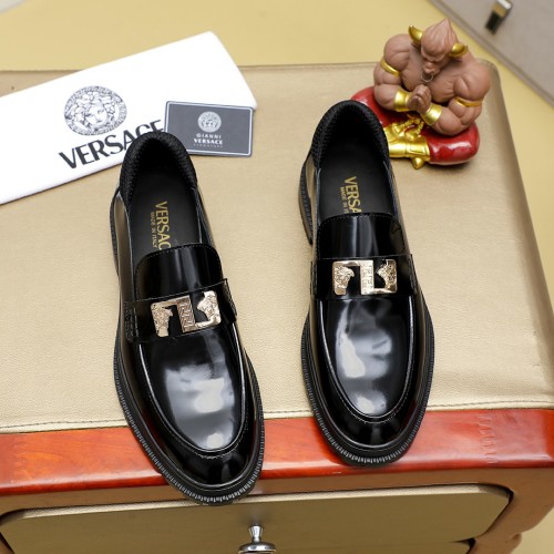 Versace Men's Black Leather Loafers with Gold Medusa Accent, Sizes 39-44 1 Versace Men's Black Leather Loafers with Gold Medusa Accent, Sizes 39-44