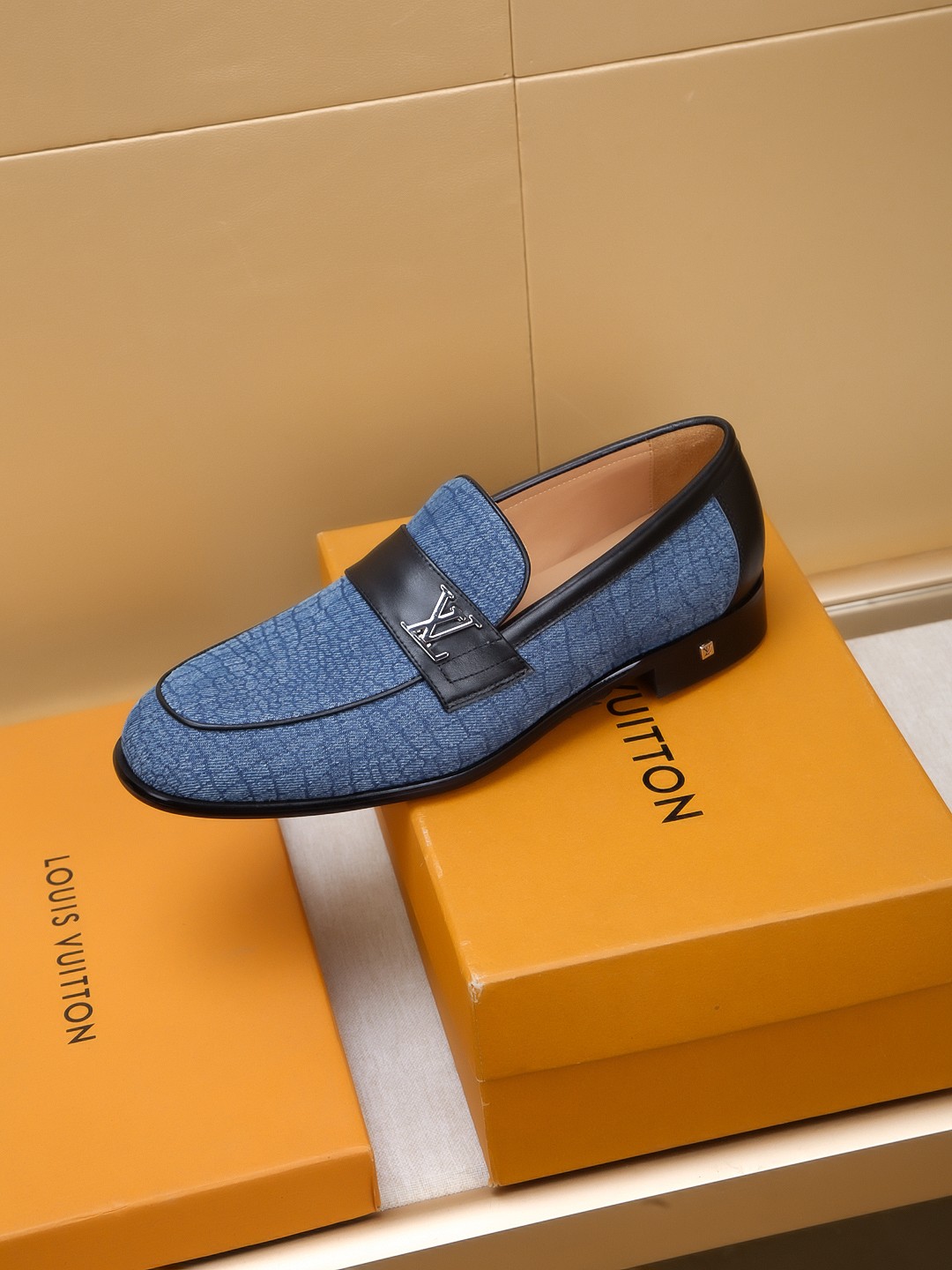 Louis Vuitton Men's Blue Leather Loafers with Embossed Design, Sizes 39-44 7 a1742404374861 8270