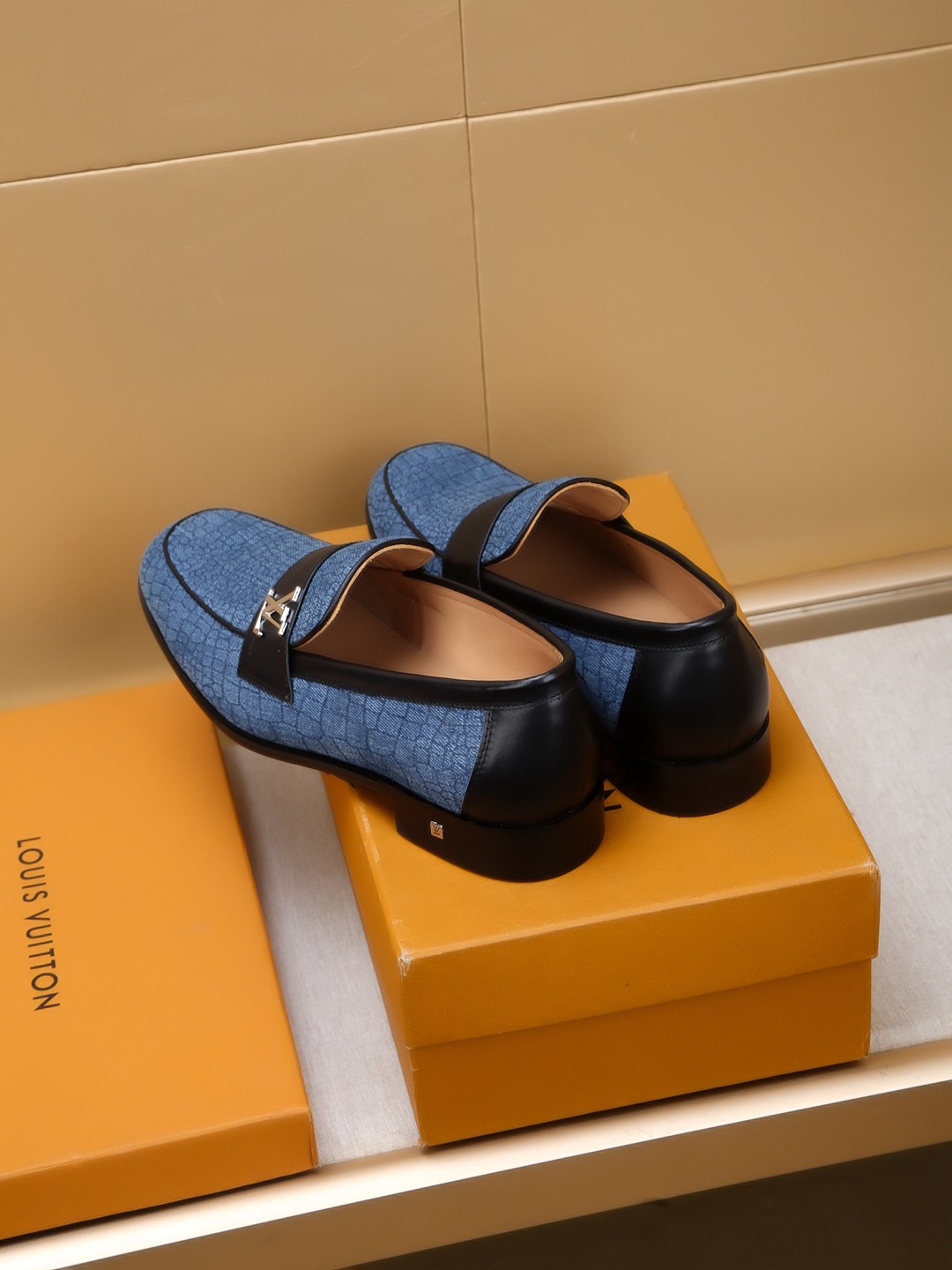 Louis Vuitton Men's Blue Leather Loafers with Embossed Design, Sizes 39-44 9 a1742404376079 5048