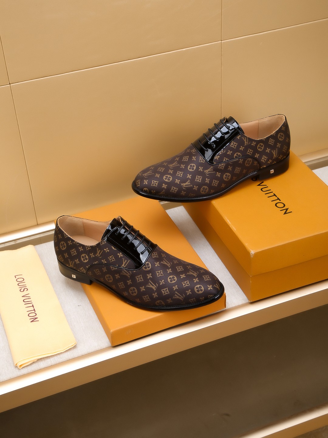 Louis Vuitton Men's Oxford Dress Shoes Leather Brown Monogram Size 39-44 5 a1742405581076 7826