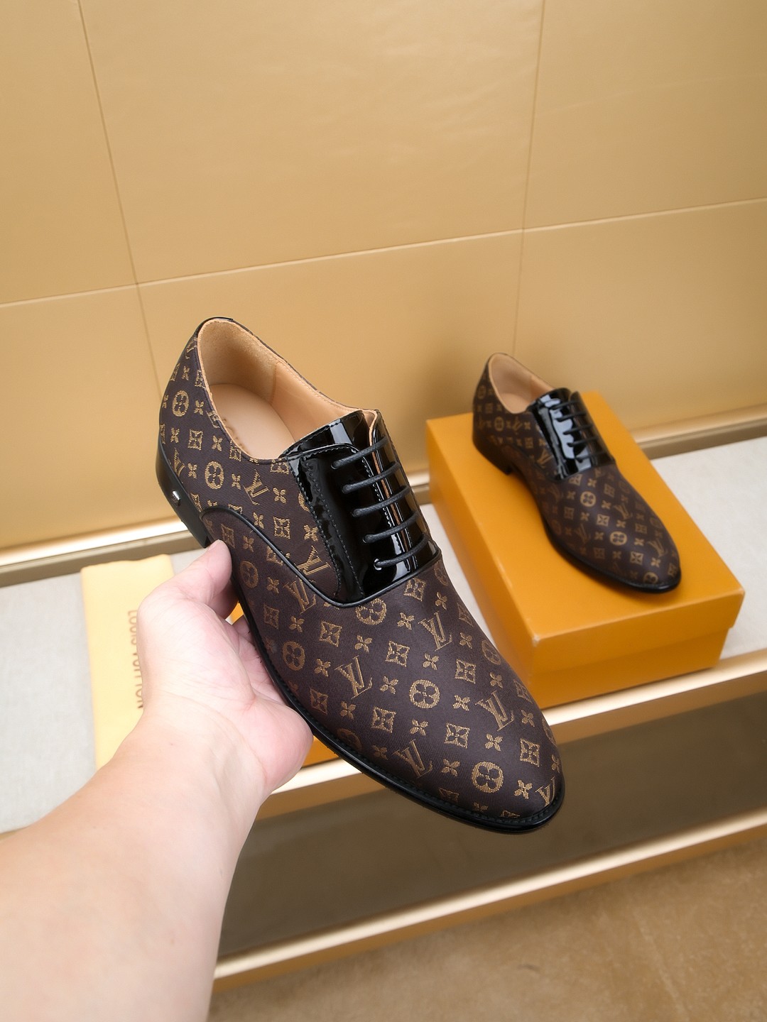 Louis Vuitton Men's Oxford Dress Shoes Leather Brown Monogram Size 39-44 4 a1742405581107 8372