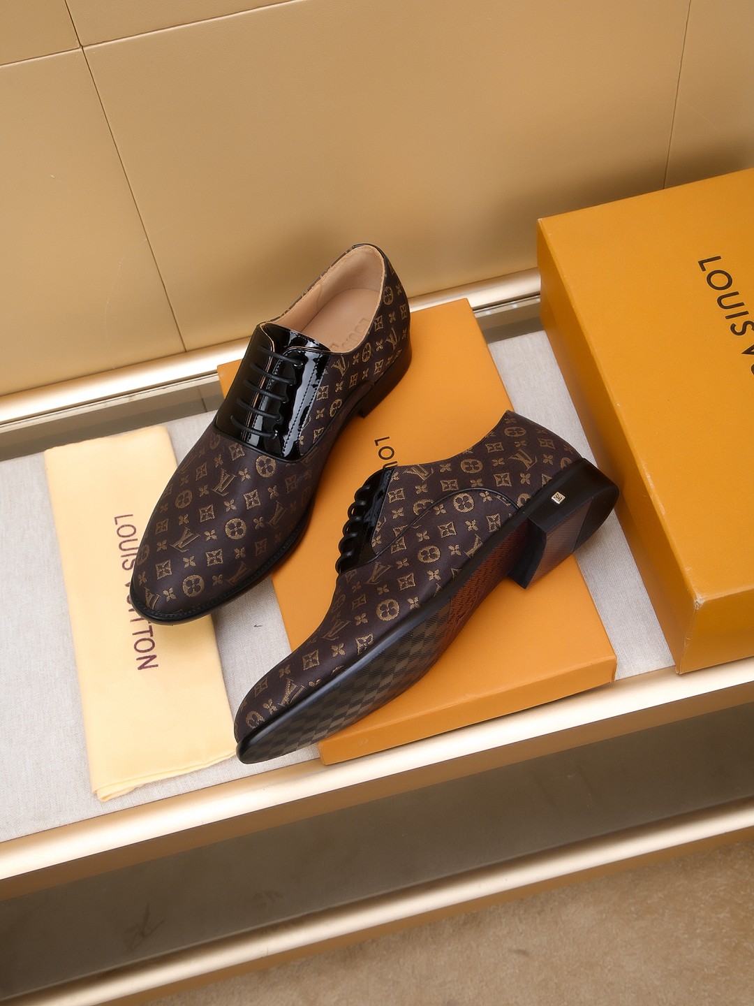 Louis Vuitton Men's Oxford Dress Shoes Leather Brown Monogram Size 39-44 6 a1742405581191 0082