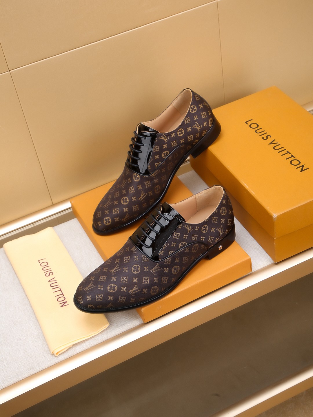 Louis Vuitton Men's Oxford Dress Shoes Leather Brown Monogram Size 39-44 3 a1742405581198 2621