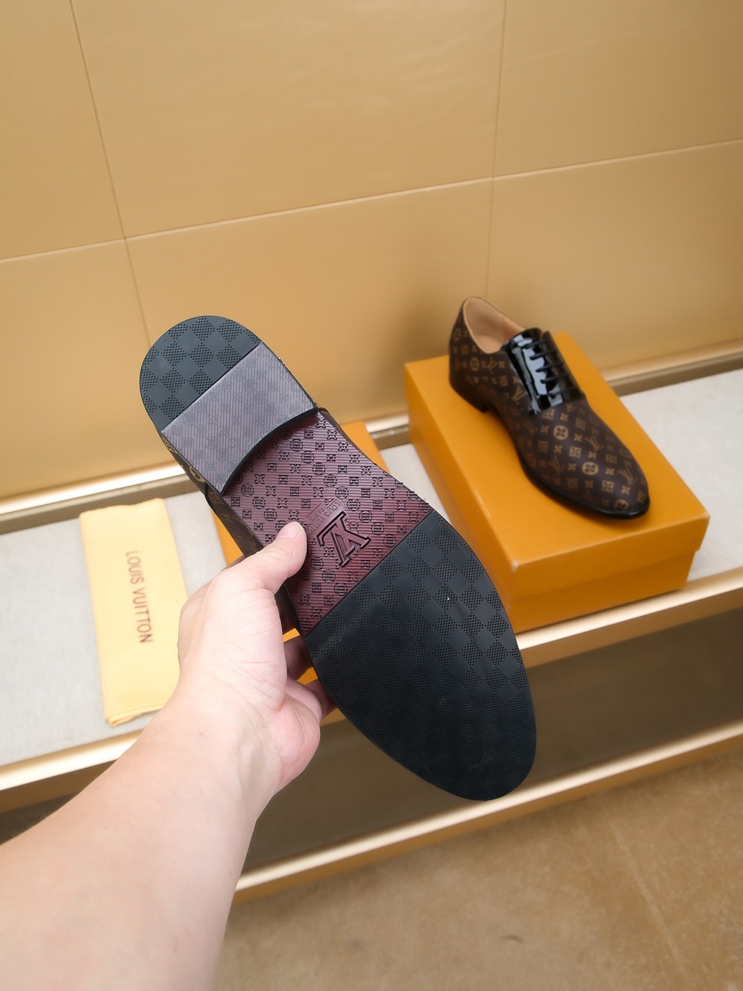 Louis Vuitton Men's Oxford Dress Shoes Leather Brown Monogram Size 39-44 10 a1742405582312 5750