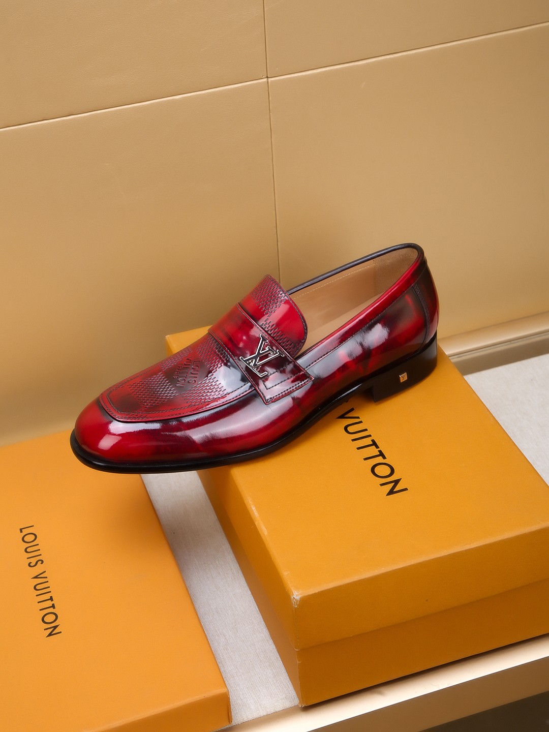 Louis Vuitton Men's Red Leather Loafers - Size 39-44 EU 7 a1742406199545 0200