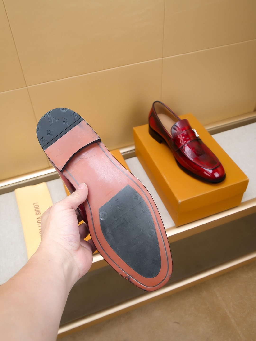 Louis Vuitton Men's Red Leather Loafers - Size 39-44 EU 10 a1742406201301 2722